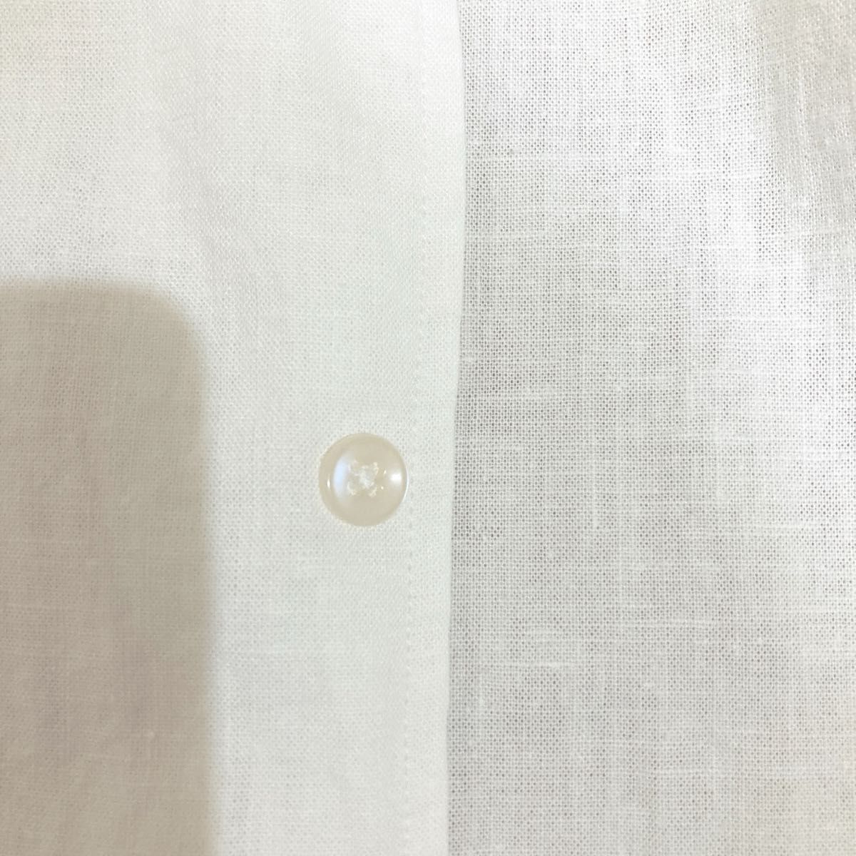 半袖ボタンシャツ/ホワイト系/ニコル グランドパーク/サイズ46/麻
