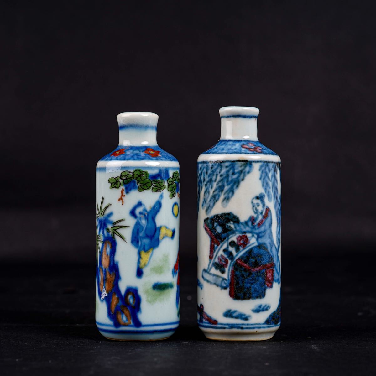 【後】 HE003康熙年製色絵水滴2点一組 古美術 骨董品 古玩 時代物古道具 中国美術品 朝鮮美術品 日本美術品_画像1