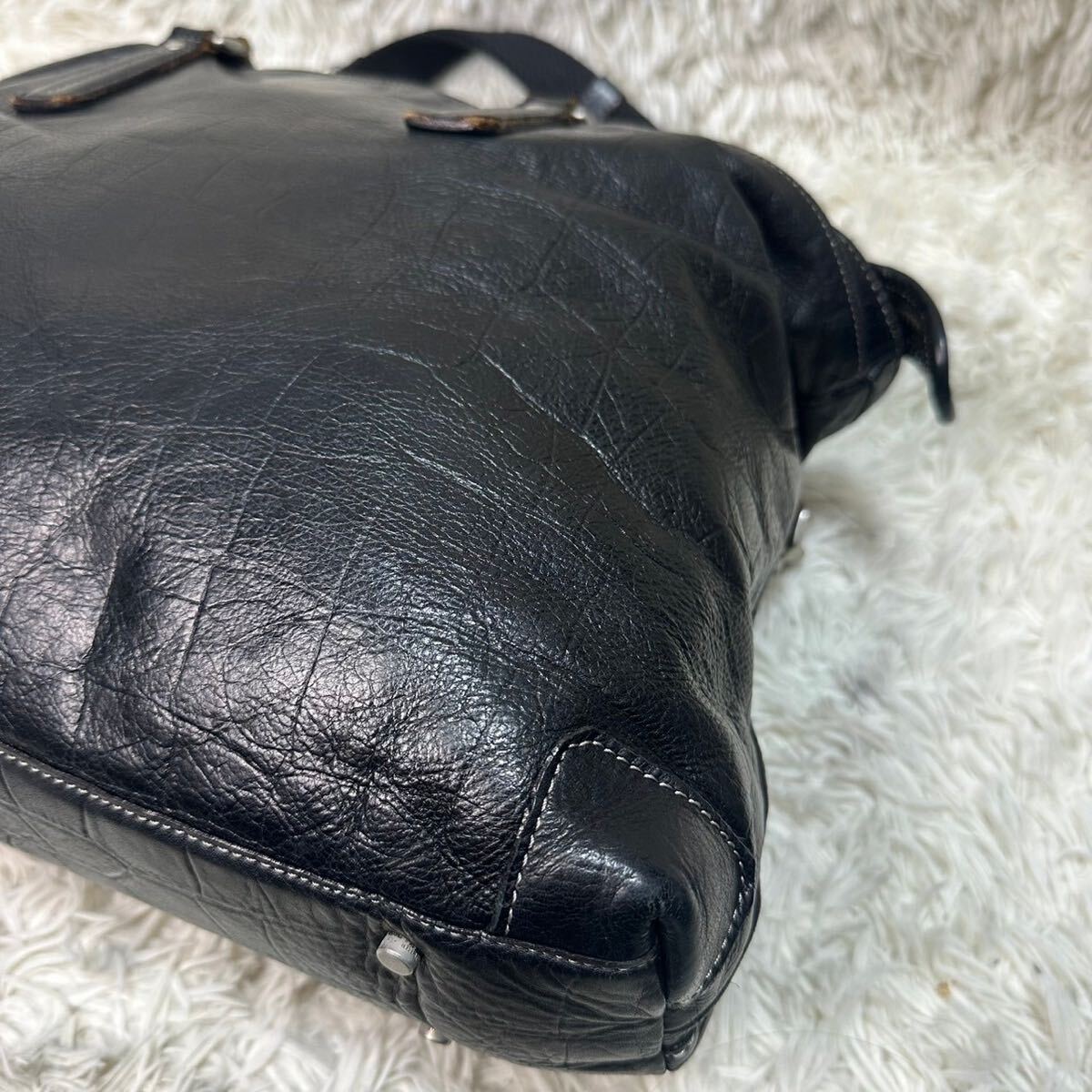 ani есть [ популярный дизайн ] aniary большая сумка портфель сумка на плечо 2way кожа черный ko type вдавлено . плечо .. ходить на работу мужской 