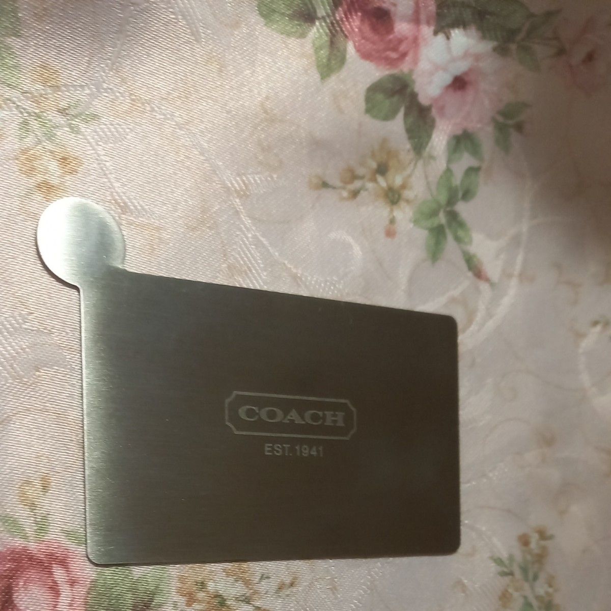 　1   COACH　コーチ 　ノベルティ　ミラー　ステンレス製　カードミラー　鏡　未使用　コンパクト　薄型