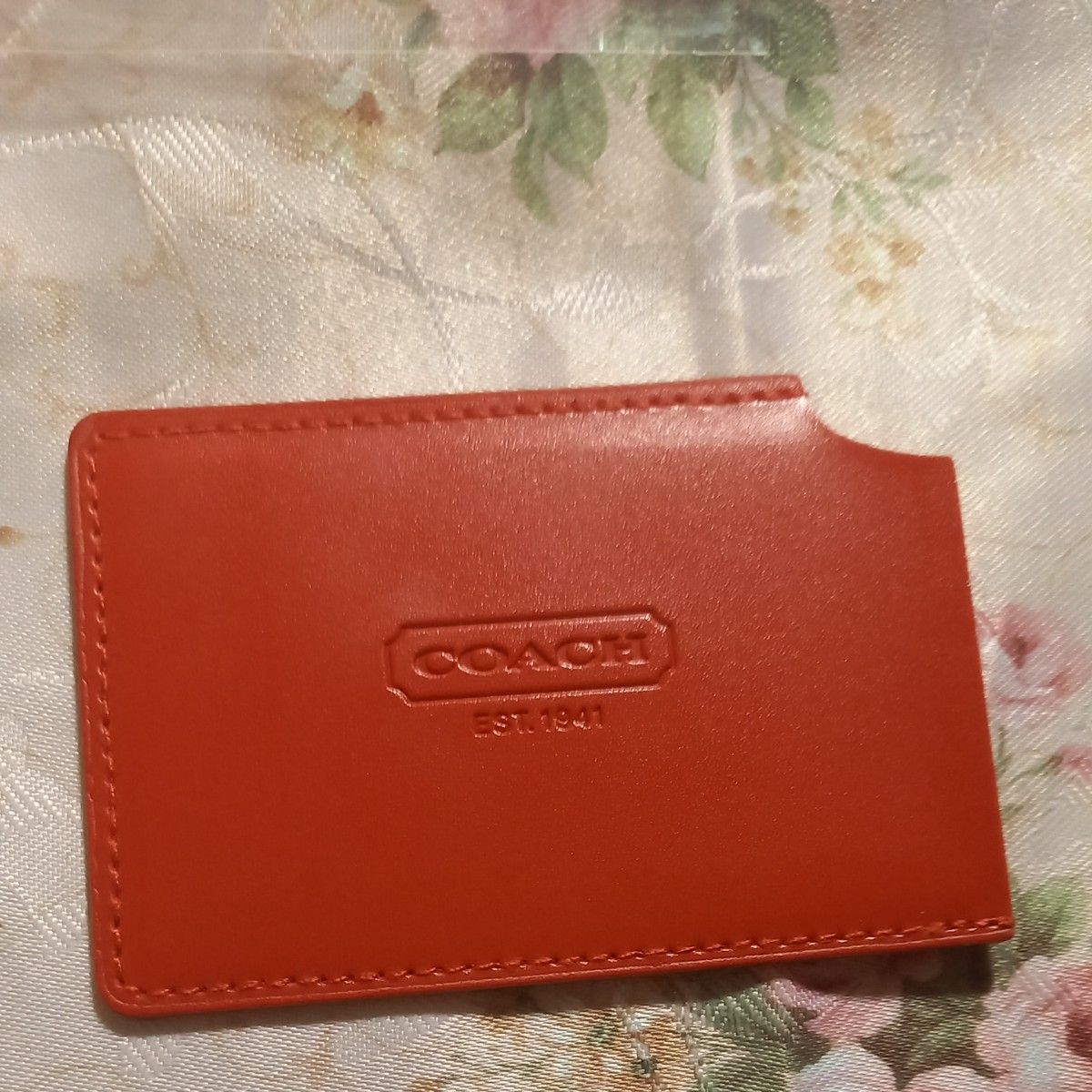 　1   COACH　コーチ 　ノベルティ　ミラー　ステンレス製　カードミラー　鏡　未使用　コンパクト　薄型