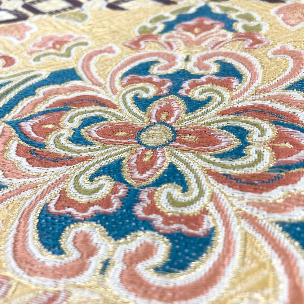 袋帯 全通 刺繍 金糸 花 鳥 唐草 桐 牡丹 梅 ゴールド マルチカラー 帯丈432cm 帯幅31cm y172-2603410【Y商品】和装 着物 14