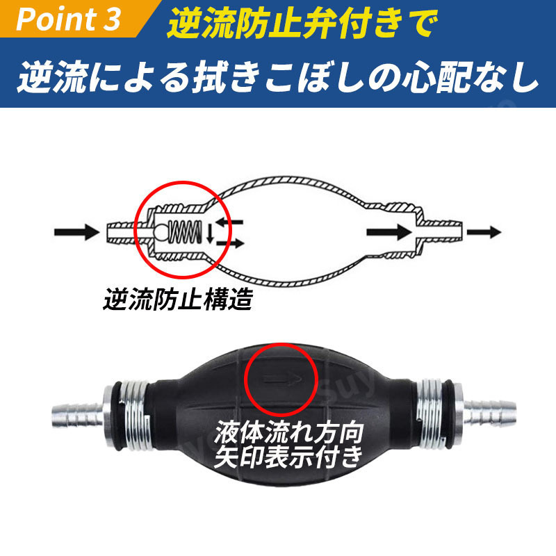 手動ポンプ 燃料ホース オイルチェンジャ 移送ポンプ 給油ノズル 灯油 軽油 バイク オイル 車 ガソリン 草刈機 刈払機 熱帯魚 水交換 水槽_画像5