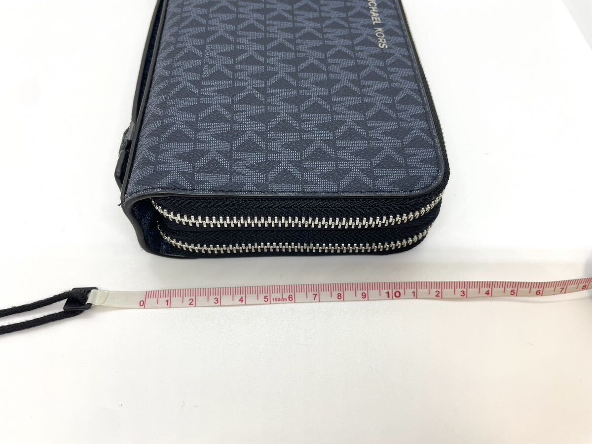 （IS1815）MICHAEL KORS/マイケルコース ダブルジップウォレット 財布 カードケース MK柄 ネイビー の画像9