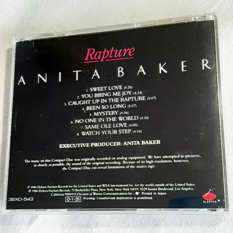 Anita Baker「Rapture」＊1986年リリース・2nd作　＊Michael Powell、Chapter8のメンバーが参加　＊グラミー賞獲得「Sweet Love」収録_画像2