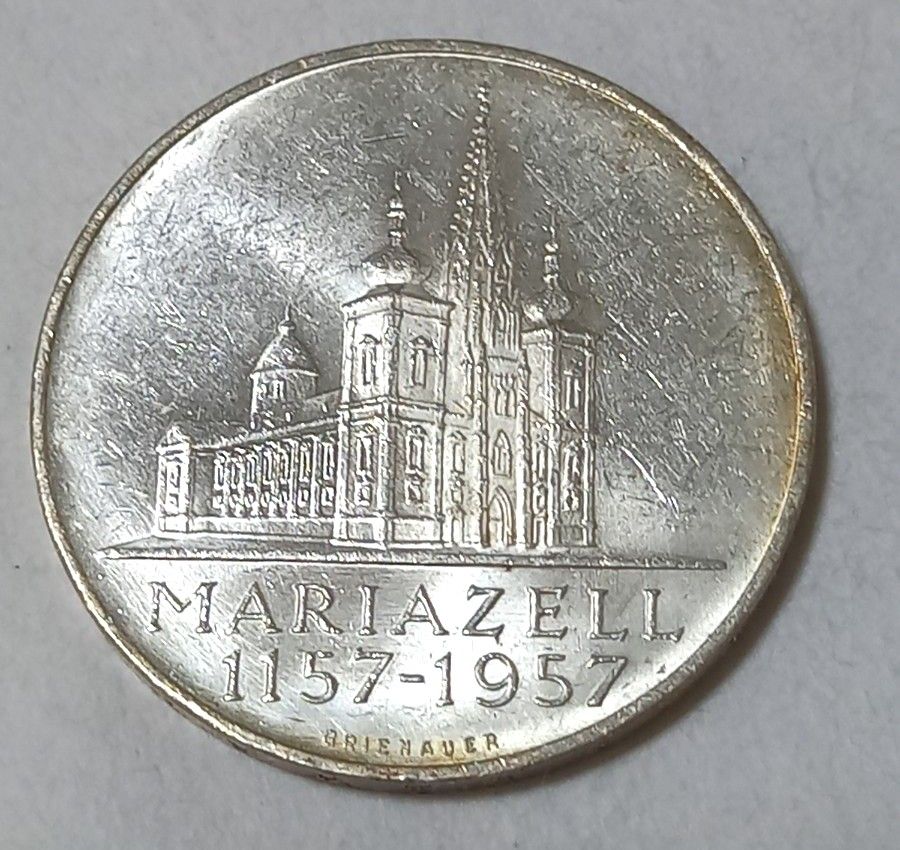 25シリング　銀貨　1957年　マリアゼル　800周年記念　オーストリア