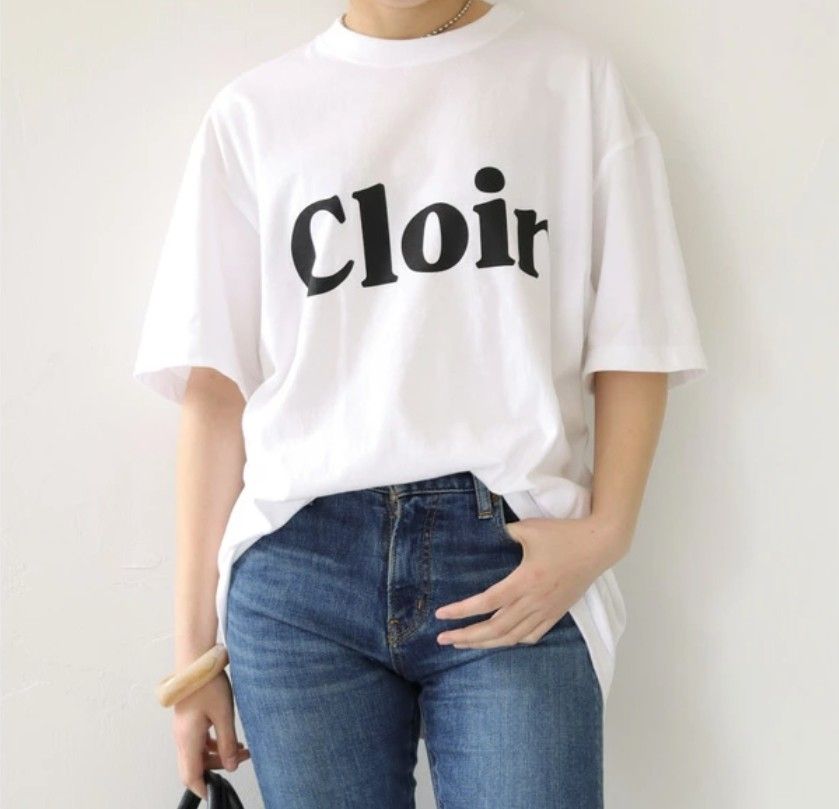 【She mo shelly /シーモシェリー】CloirロゴTシャツ 半袖 華やか 大人可愛い 綿100 コットン ユニセックス