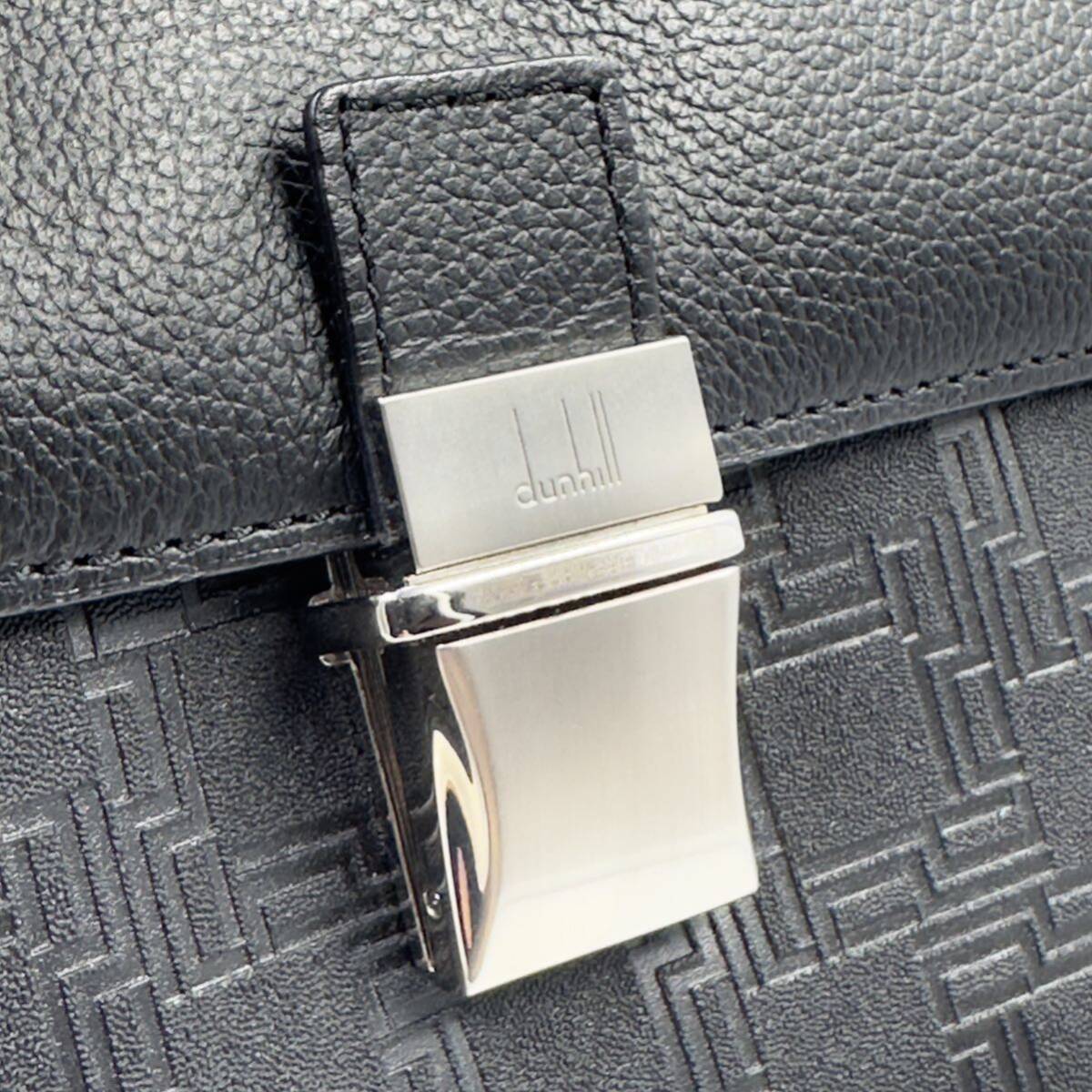 [ regular price 8 ten thousand jpy ] high class goods dunhill Dunhill navy blue Note highest leather clutch bag second bag business bag silver metal fittings men's black 