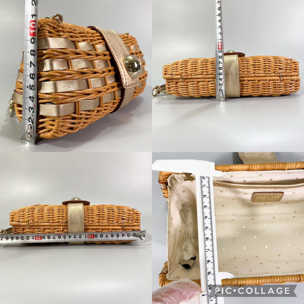 Kate Spade New York shoulder bag basket × leather Gold braided Kate Spade basket handbag chain bag shoulder ..