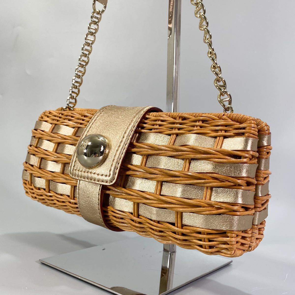 Kate Spade New York shoulder bag basket × leather Gold braided Kate Spade basket handbag chain bag shoulder ..