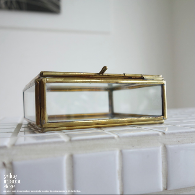 真鍮 スクエアアクセサリーケース ジュエリーケース ショーケース ガラスケース 手作り レトロ調 コレクションケース 什器の画像6