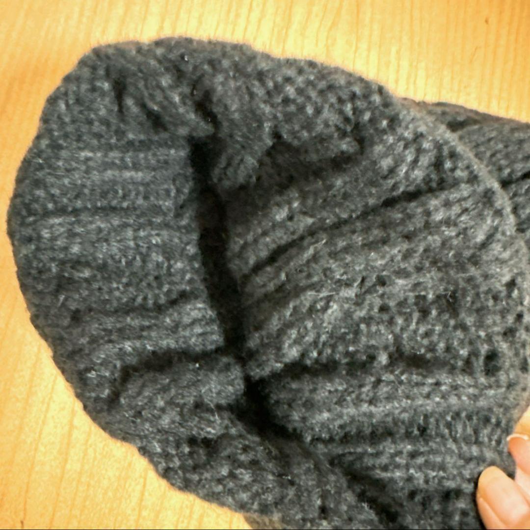 ニット帽 黒 オシャレ　ニットキャップ 防寒 ファッション 小 顔効果_画像8
