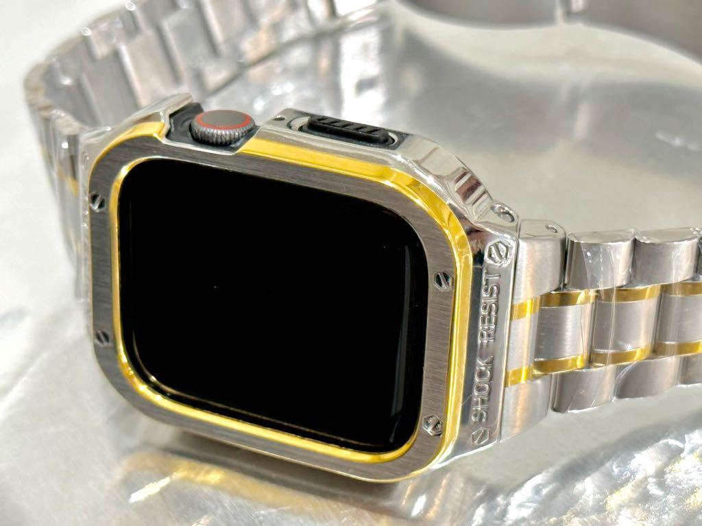 GS* Apple часы частота нержавеющая сталь покрытие Apple Watch кейс 44mm 45mm мужской женский в одном корпусе ремень покрытие 