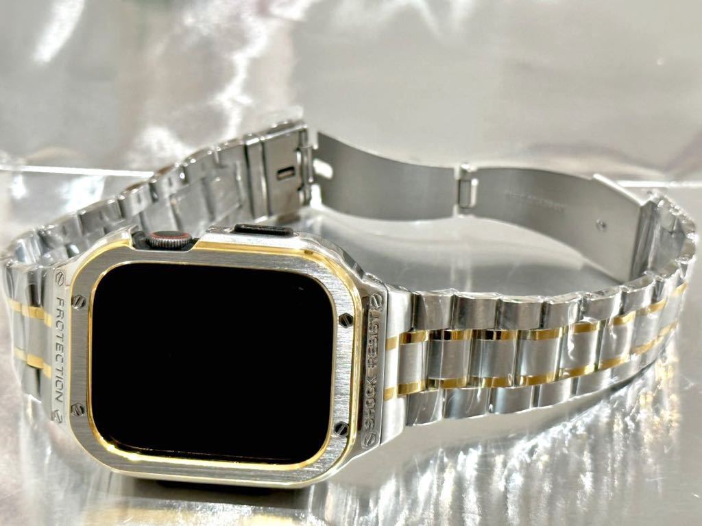 GS* Apple часы частота нержавеющая сталь покрытие Apple Watch кейс 44mm 45mm мужской женский в одном корпусе ремень покрытие 