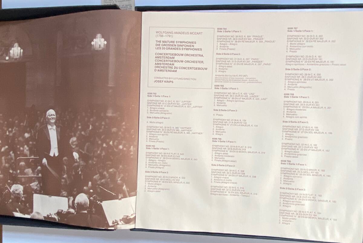 フイリップス　オリジナル盤　クリップス・コンセルトヘボウ　 モーツァルト・交響曲集(20曲)21～36、38～41番　LP８枚_画像2