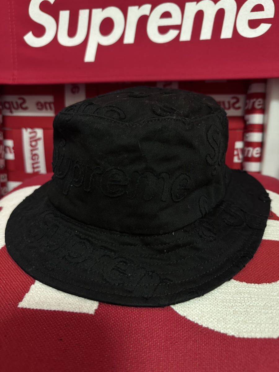 ☆超激レア☆Supreme Lasered Twill Crusher Black 23SS シュプリーム レイザー ツイル クラッシャー ブラック ハット バケハ_画像2