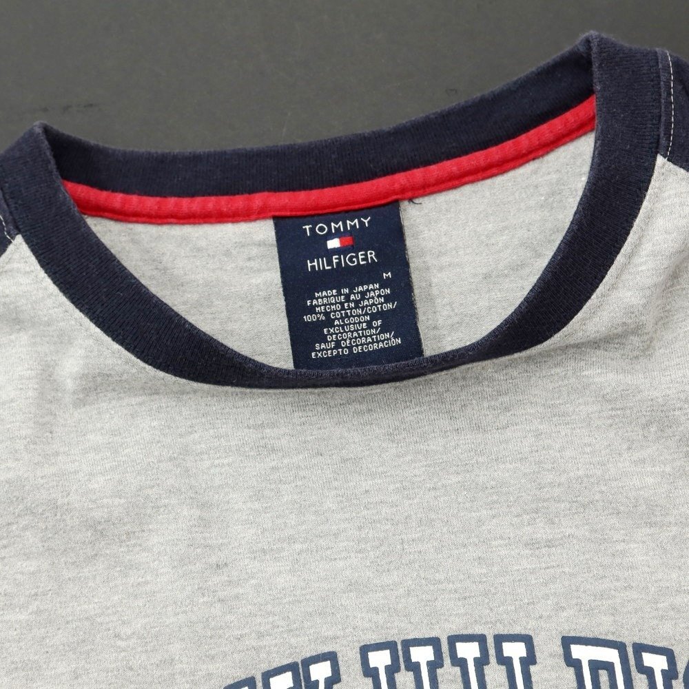 【中古】トミーヒルフィガー TOMMY HILFIGER コットン クルーネック 半袖Ｔシャツ グレーxダークネイビー【サイズM】_画像4