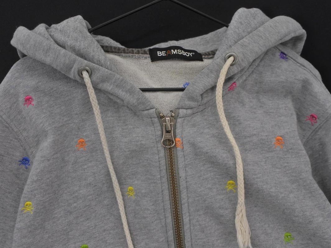 BEAMS BOY Beams Boy sweat embroidery Zip up Parker sizeOne/ gray #* * eda5 lady's 