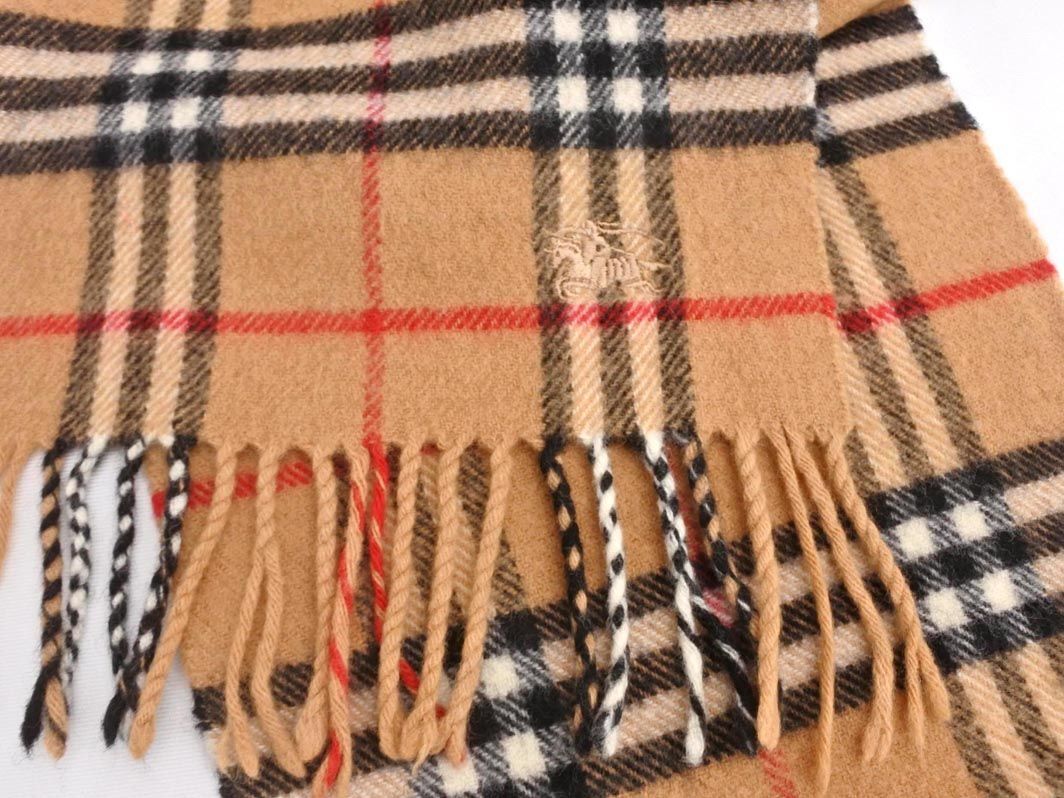 ネコポスOK BURBERRY バーバリー カシミヤ混 ノバチェック マフラー ベージュ ■■ ☆ edb0 レディース_画像3