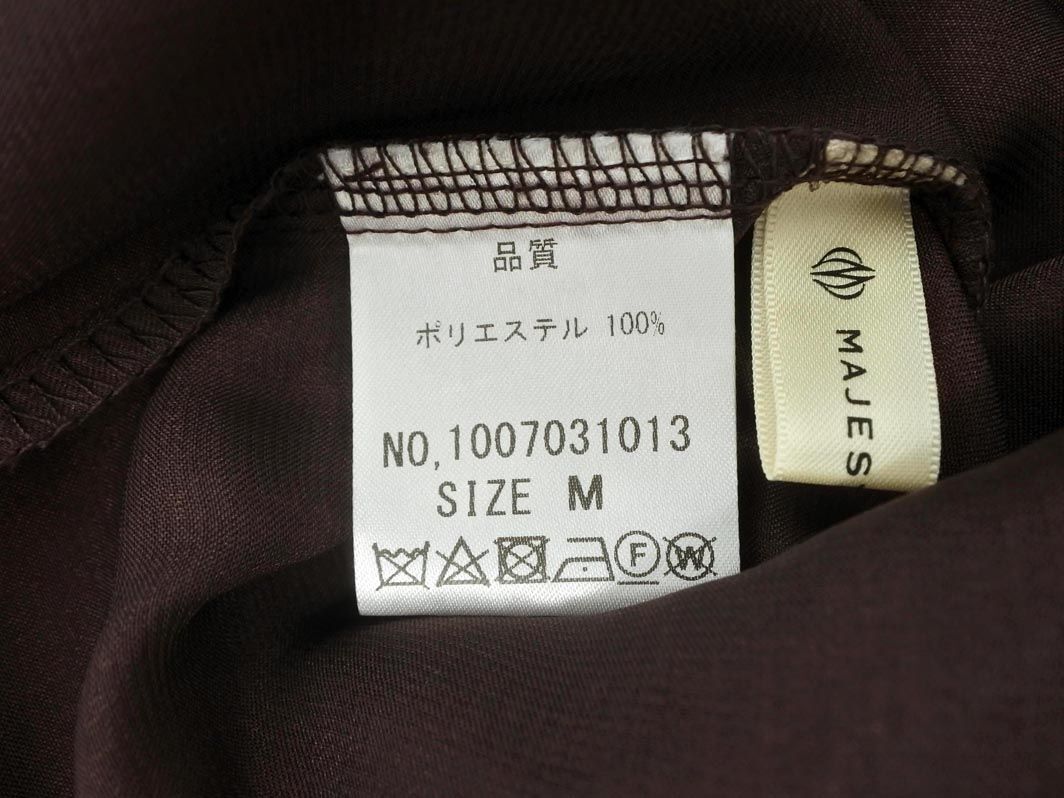 MAJESTIC LEGON マジェスティックレゴン ギャザー ブラウス シャツ sizeM/茶 ■◇ ☆ edb5 レディース_画像6