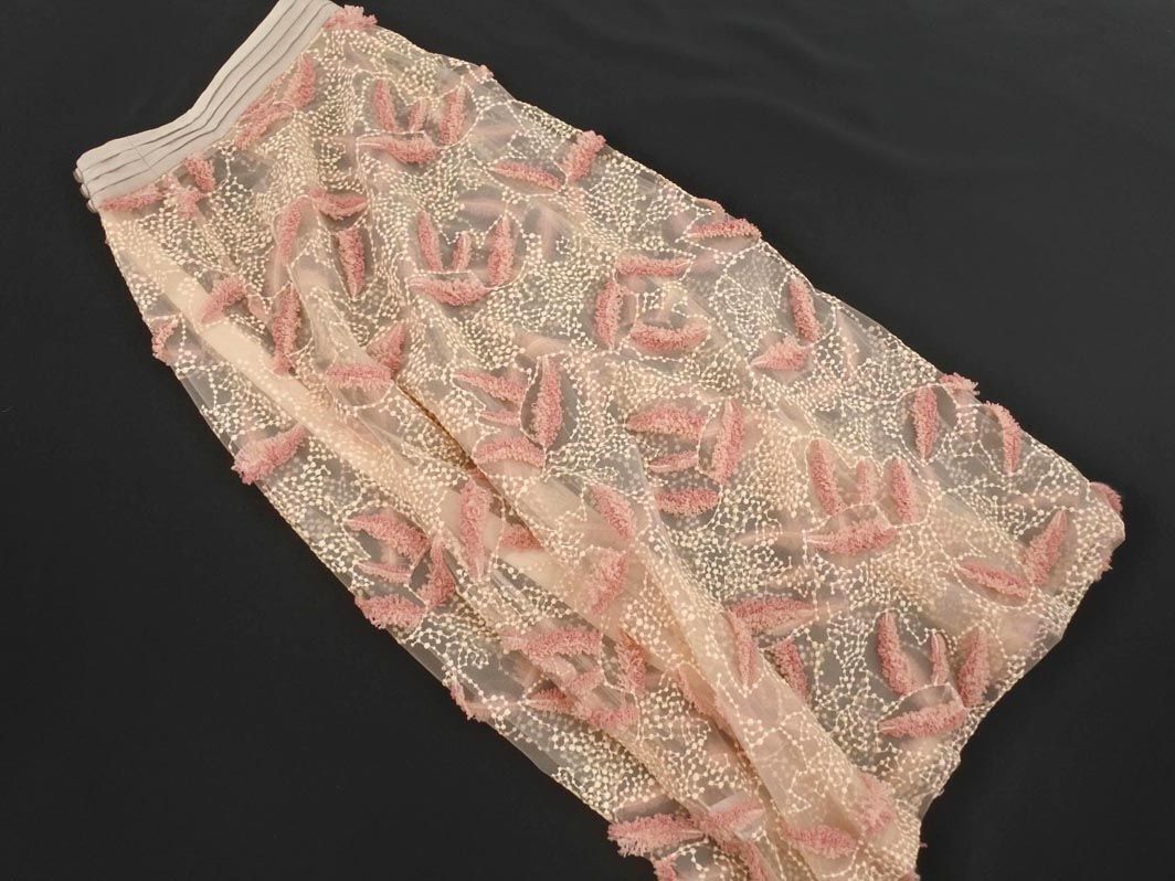 Lily Brown リリーブラウン 刺繍 チュール ロング スカート size0/ピンク ■◇ ☆ edb6 レディースの画像5