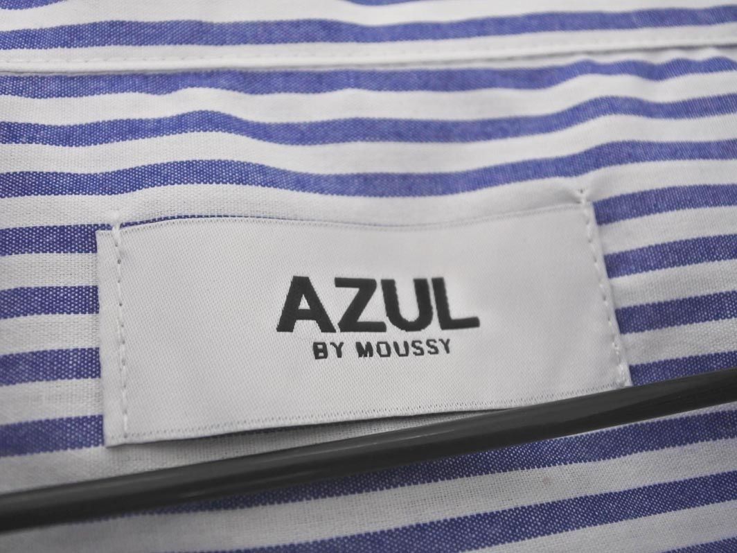 AZUL BY MOUSSY アズールバイマウジー ストライプ オーバーサイズ シャツ 白ｘ青 ■◇ ☆ edb6 レディースの画像5