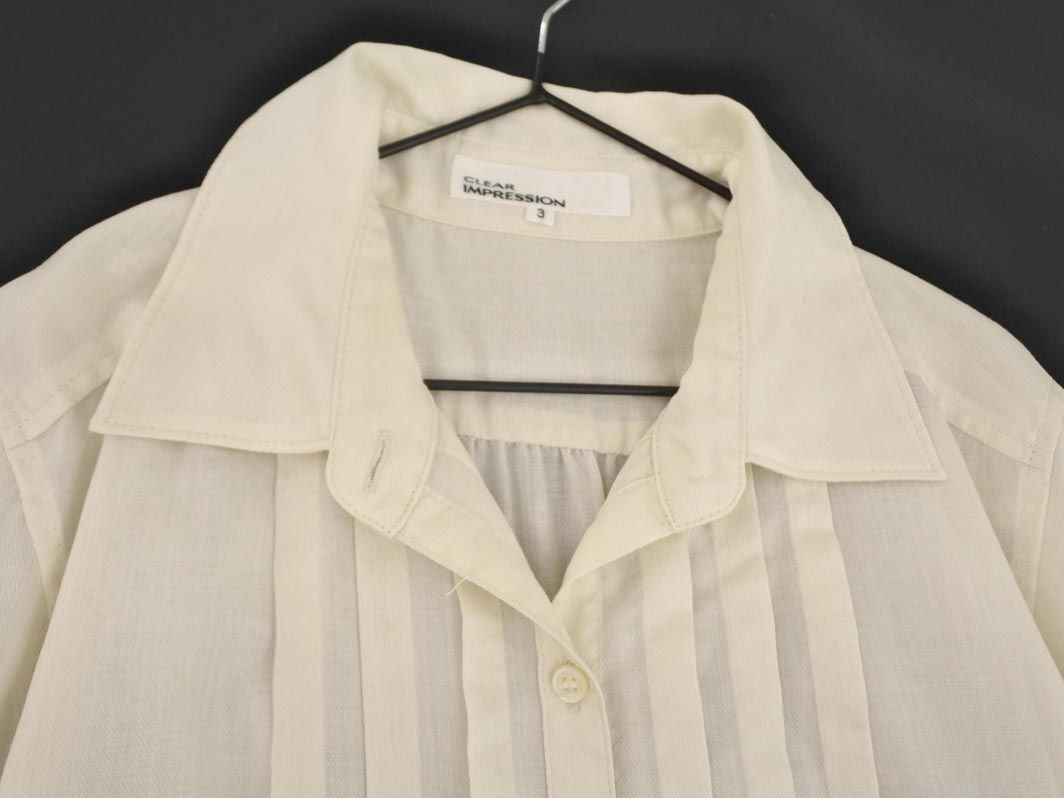  cat pohs OK CLEAR IMPRESSION clear Impression tuck blouse shirt size3/ ivory #* * edc4 lady's 