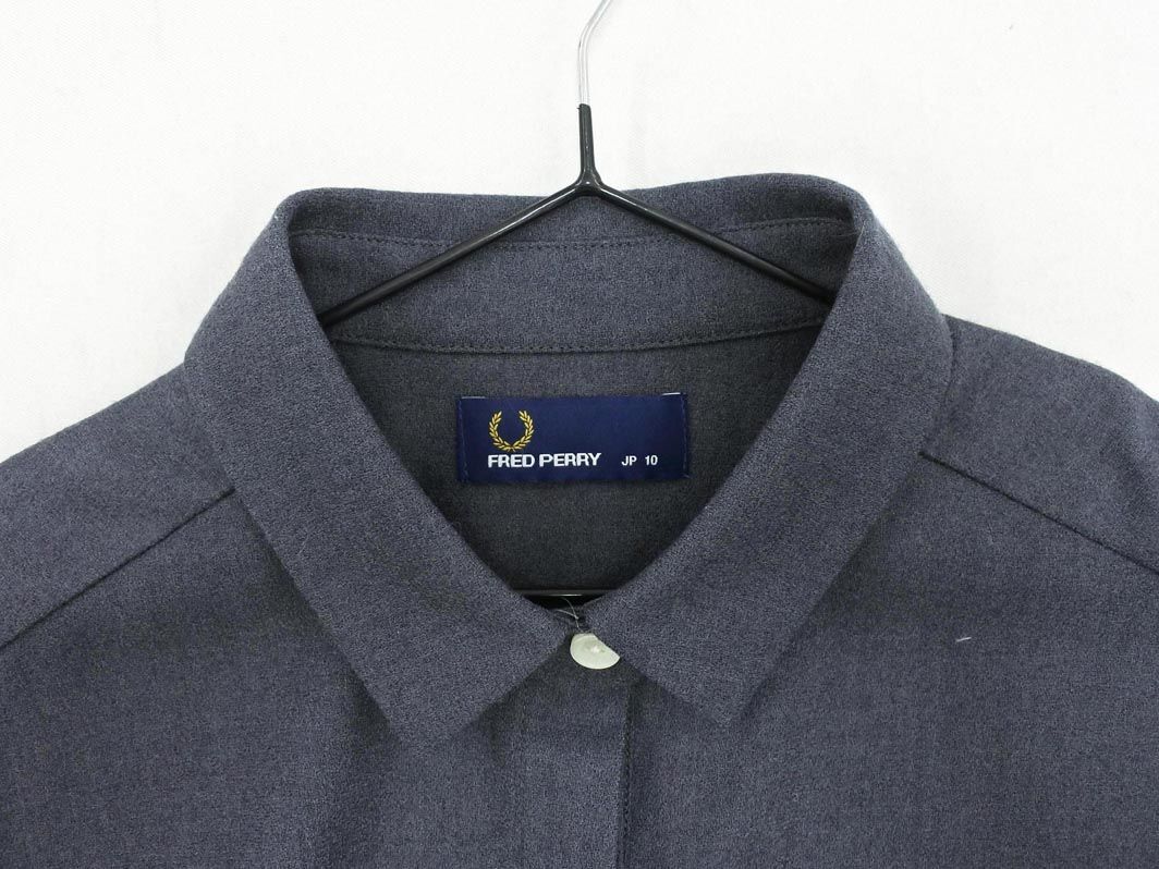 FRED PERRY フレッドペリー ウール100% シャツ ワンピース size10/グレー ◇■ ☆ edc2 レディースの画像4