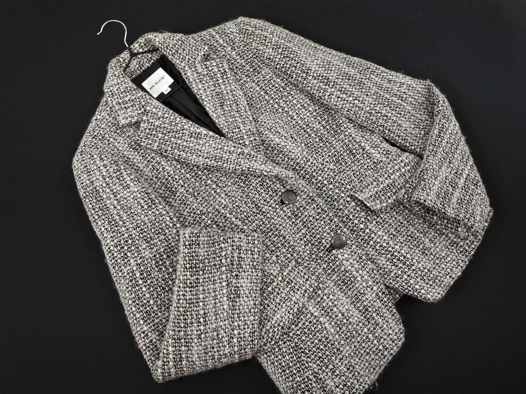 MK KLEIN+ M ke- clamp ryus wool . tweed tailored jacket size40/ white x black *# * dka7 lady's 