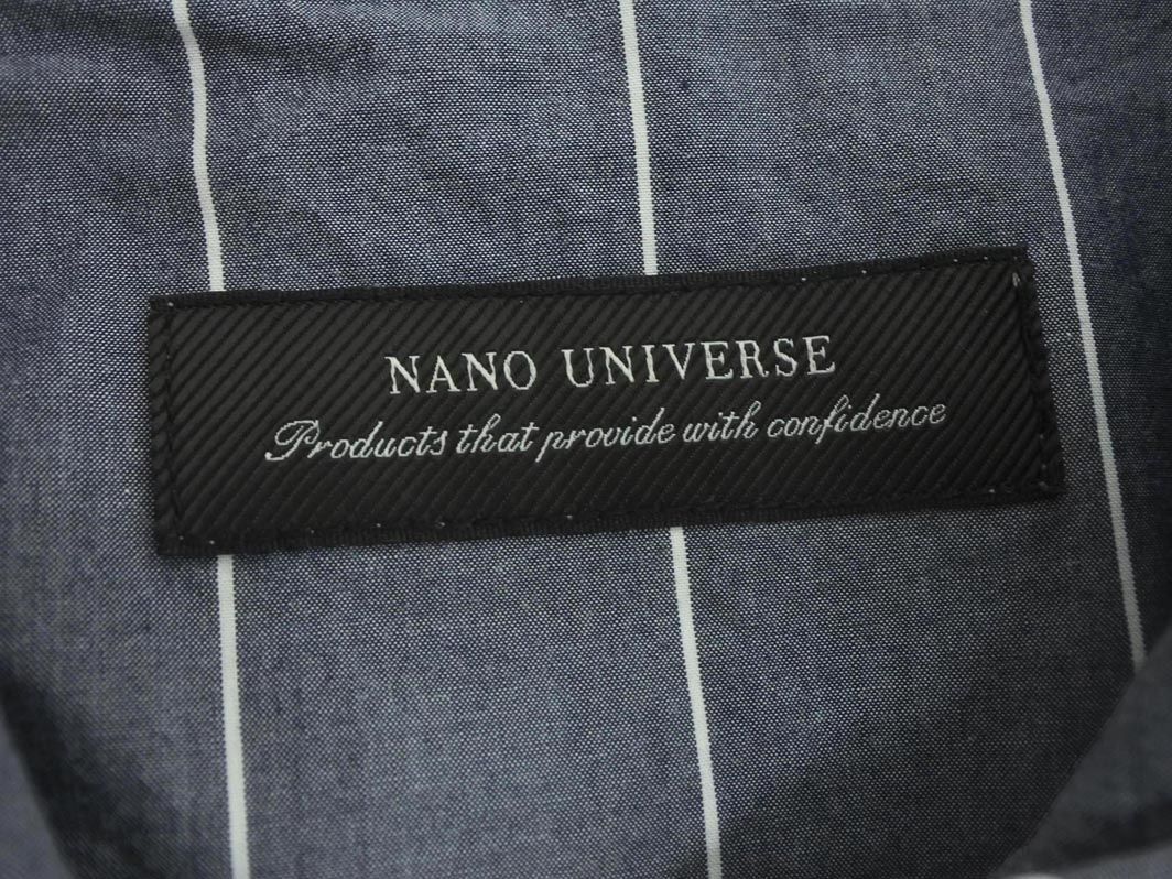 ネコポスOK nano universe ナノユニバース ハーフジップ ストライプ 半袖 プルオーバー シャツ sizeS/グレー ■◆ ☆ edc9 メンズ_画像4