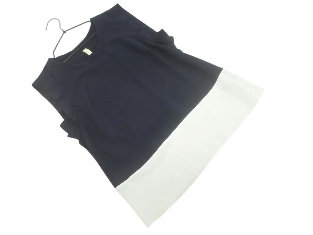  cat pohs OK UNTITLED Untitled bai color no sleeve cut and sewn size2/ white x navy blue #* * edd0 lady's 