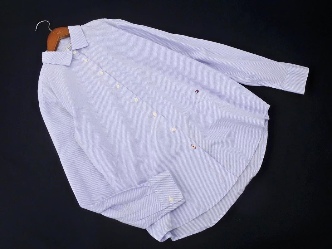  Tommy Hilfiger stripe shirt size4/ blue x white #* * edc9 lady's 