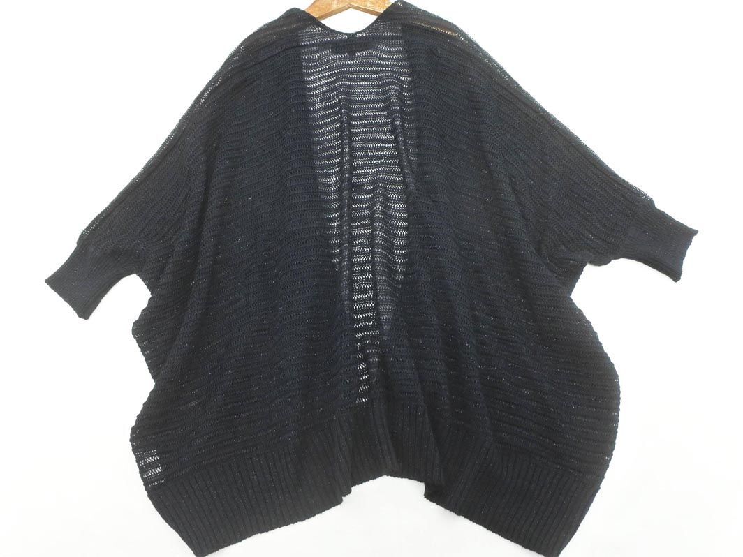UNTITLED Untitled linen.... braided shawl cardigan size2/ navy blue #* * edc9 lady's 