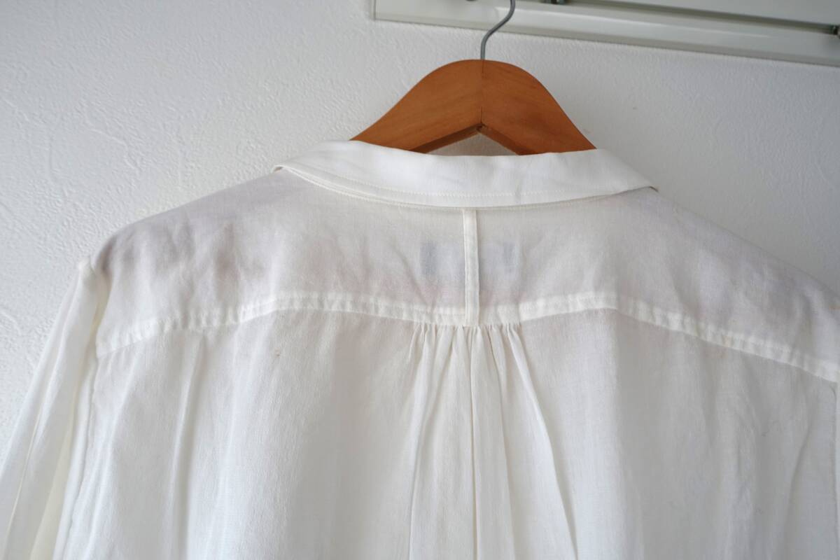 MARGARET HOWELL マーガレットハウエル COTTON SILK シルク コットン 長袖 シャツ 生成り 2_画像4