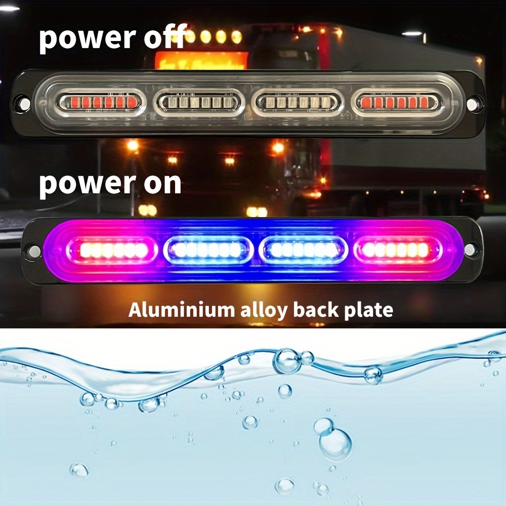 ストロボライト LEDライト レッド ブルー 12-24V 点滅ライト フラッシュ 12LED ランプ 15モード トラック 非常灯 補助灯 t299の画像3