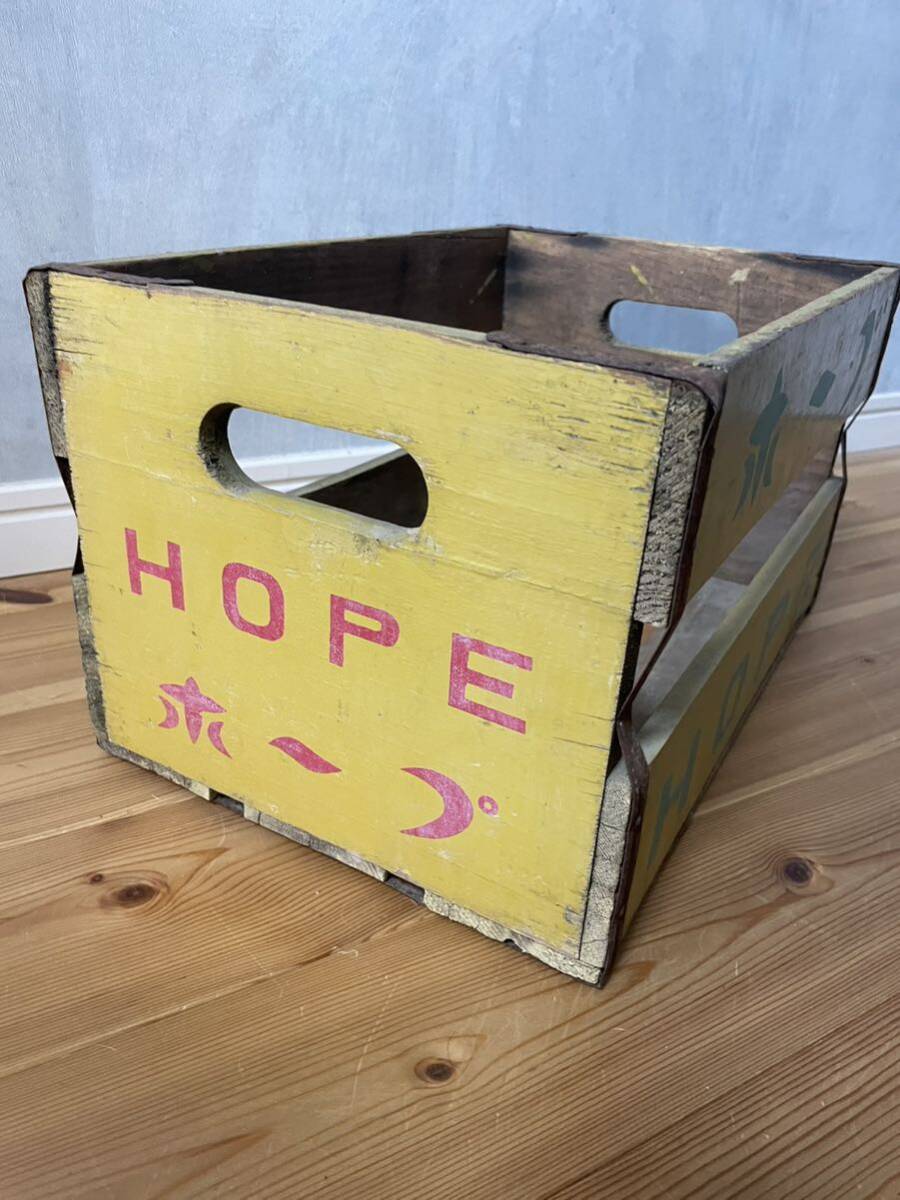 【送料無料】昭和レトロ ホープ木箱 HOPE 古道具 アンティーク ヴィンテージ ビンテージ 収納 ウッドボックス の画像4