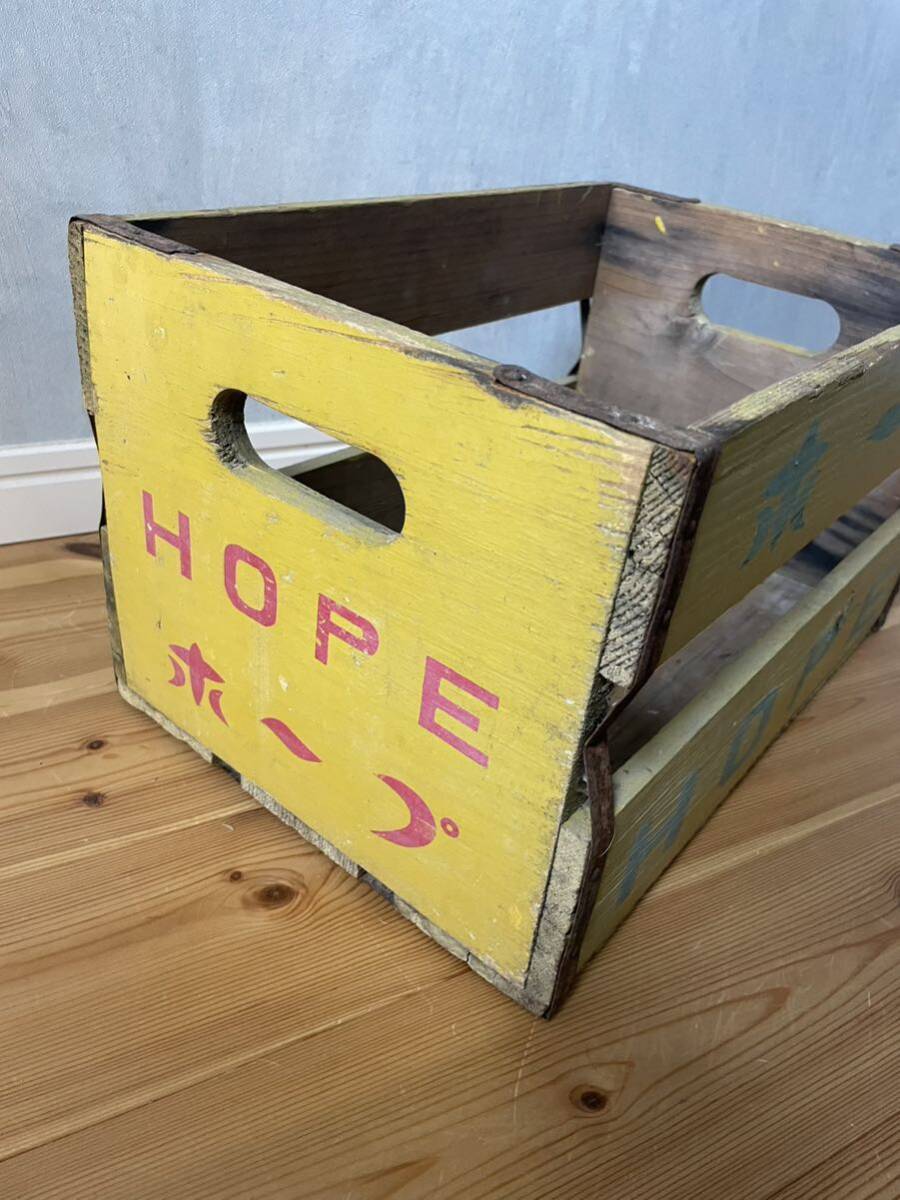 【送料無料】昭和レトロ ホープ木箱 HOPE 古道具 アンティーク ヴィンテージ ビンテージ 収納 ウッドボックス の画像6
