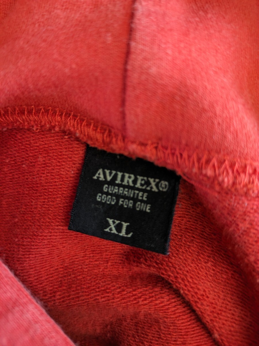 AVIREX スウェット パーカー レッド　XL　アヴィレックス　プルオーバー フーディー HOODIE　オーバーサイズ_画像8