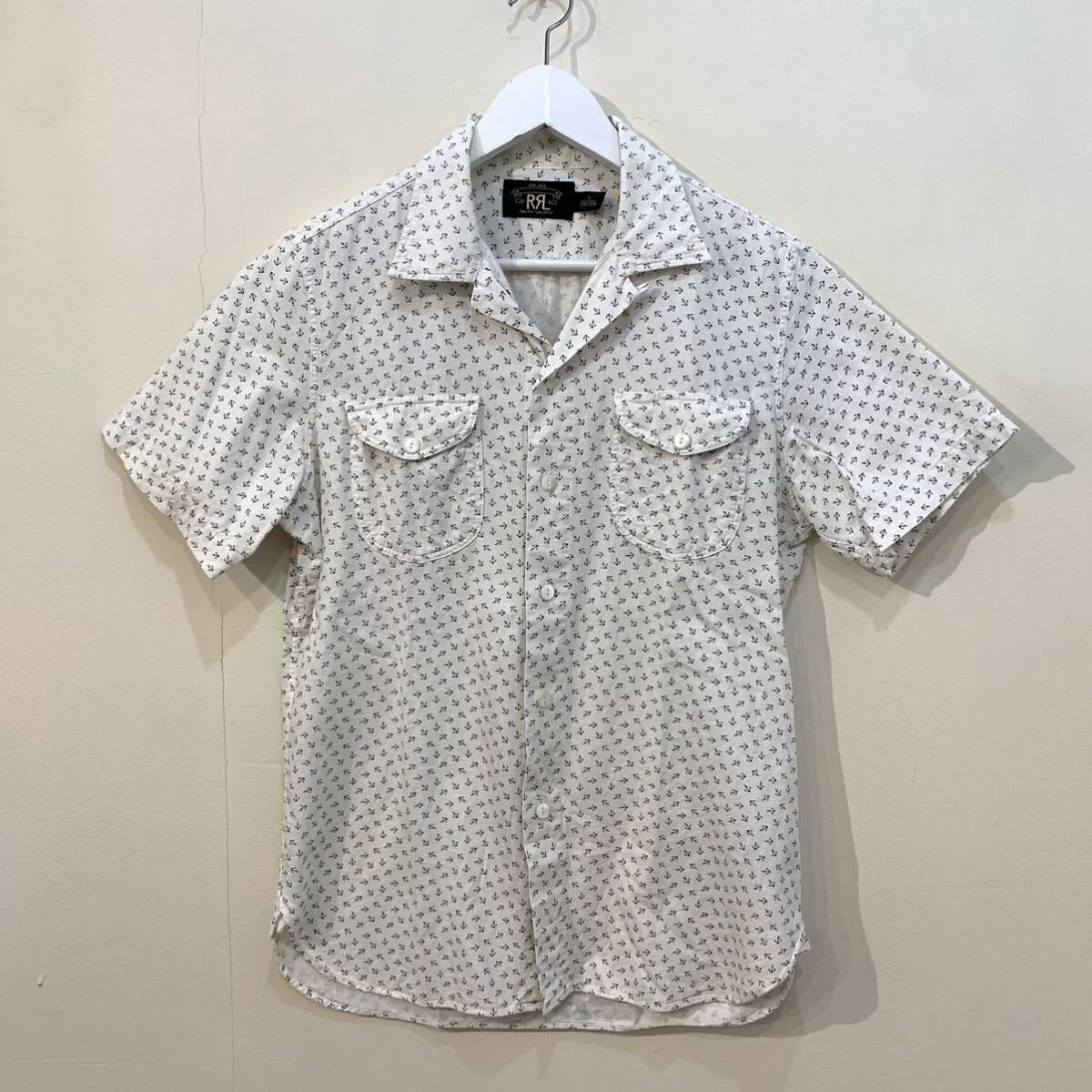 RRL アンカー 碇 Open Collar Shirt ダブルアールエル オープンカラー シャツ 開襟 半袖 シャツ POLO Ralph Lauren ポロ ラルフローレン Sの画像2