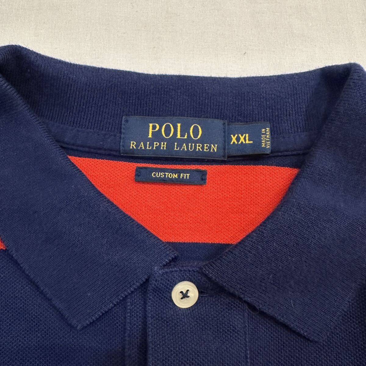 サイズ XXL！ POLO Ralph Lauren Custom Fit Border Polo Shirt ポロ ラルフローレン カスタムフィット ボーダー 半袖 ポロ シャツ T Tee _画像3