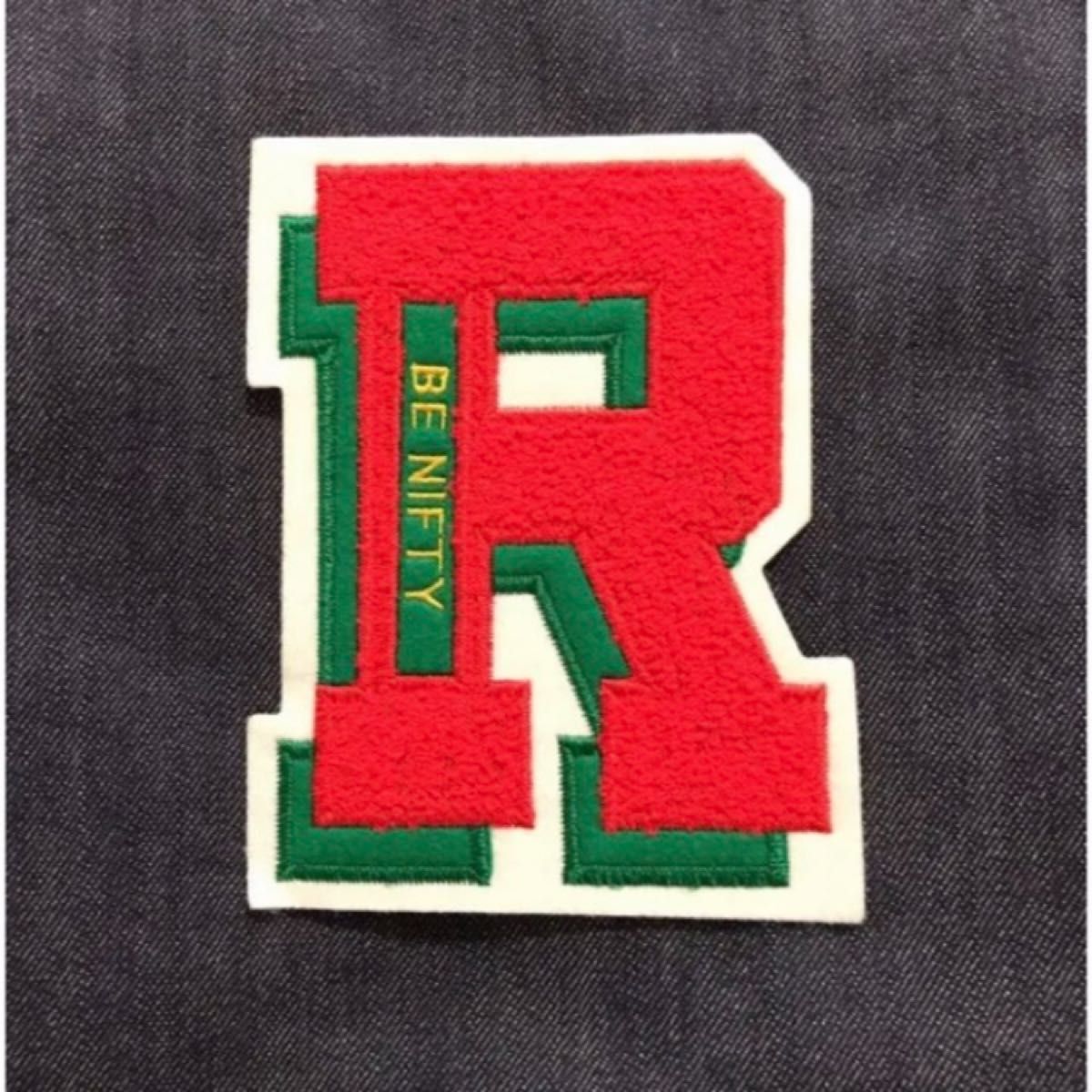 【デッドストック！】新品 アルファベット ワッペン 昭和 レトロ ビンテージ R 大きい ビンテージ イニシャル 赤 レッド