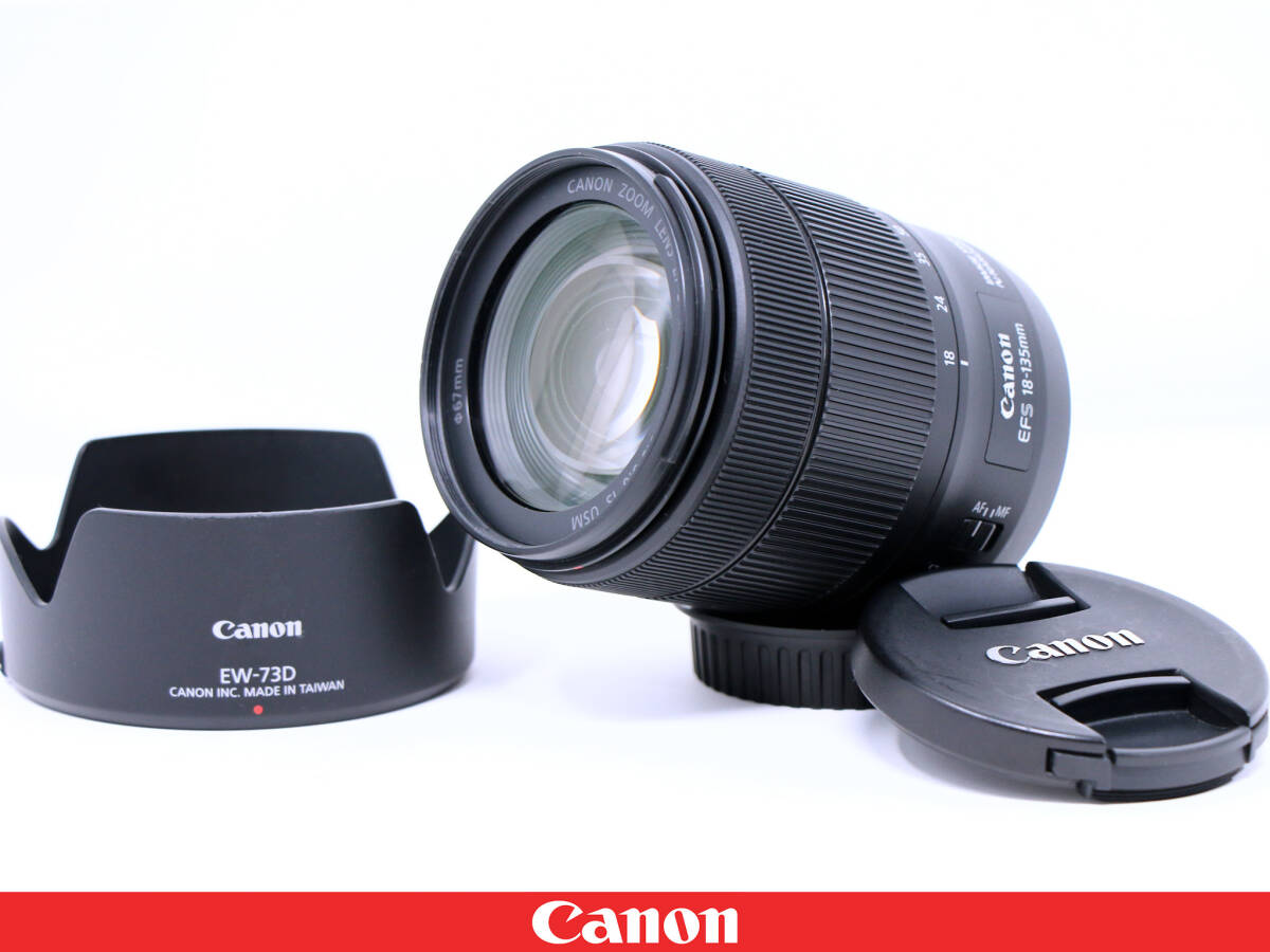 ◆美品◆Canon キャノン EF-S18-135mm F3.5-5.6 IS USM ◆フード付属★ナノUSM搭載高倍率ズームレンズ◇◆EF-S18-135ISUSM_画像1