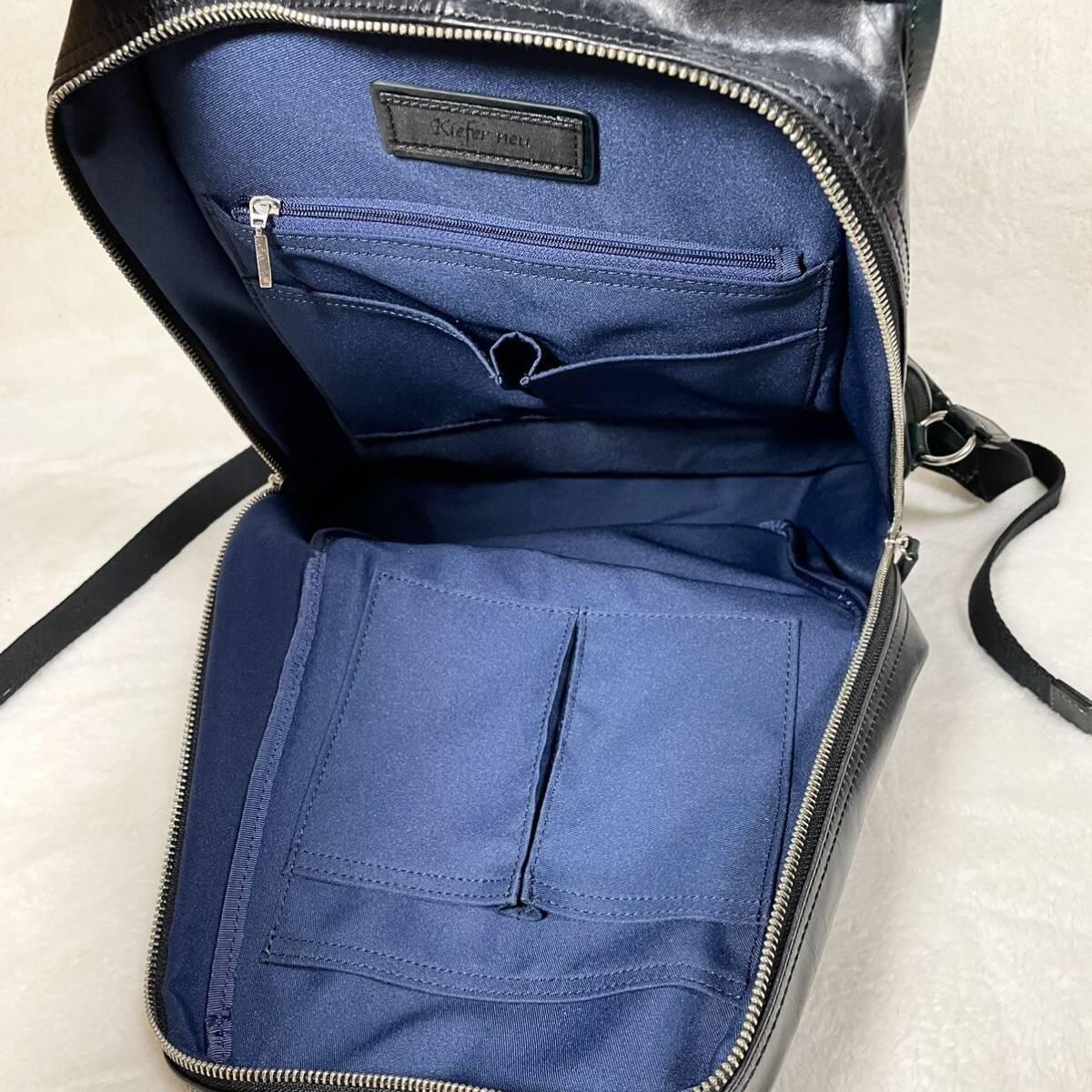 [ beautiful goods rare ] Kiefer neu key fur noi rucksack backpack leather original leather multifunction A4 possible black business men's document many storage 