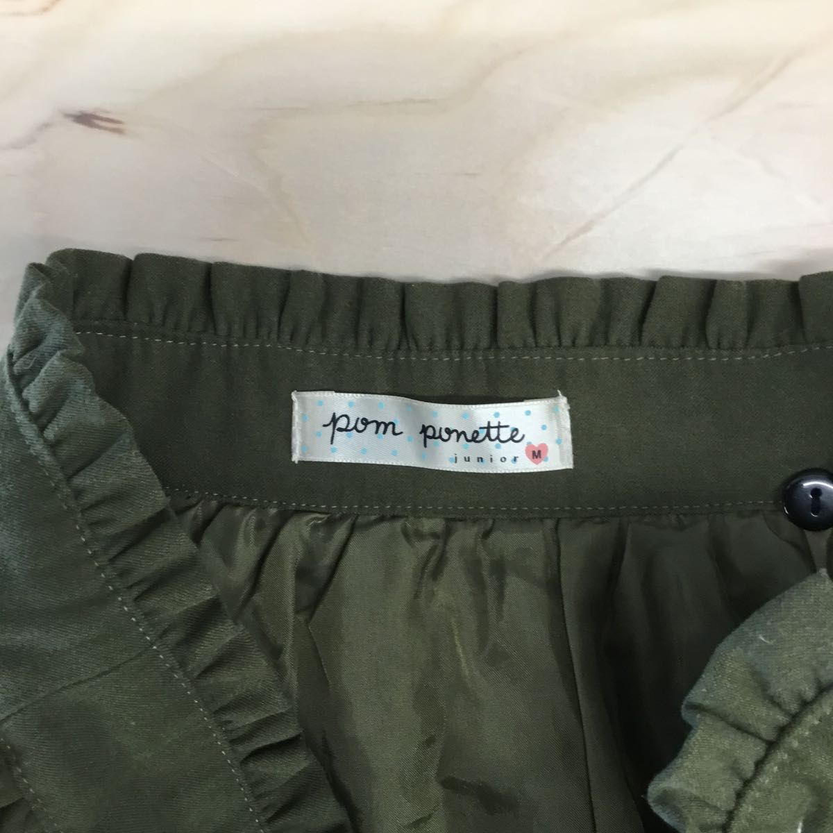 Pom ponette junior ポンポネットジュニア　子供服　プリーツスカート　カーキ　キッズMサイズ
