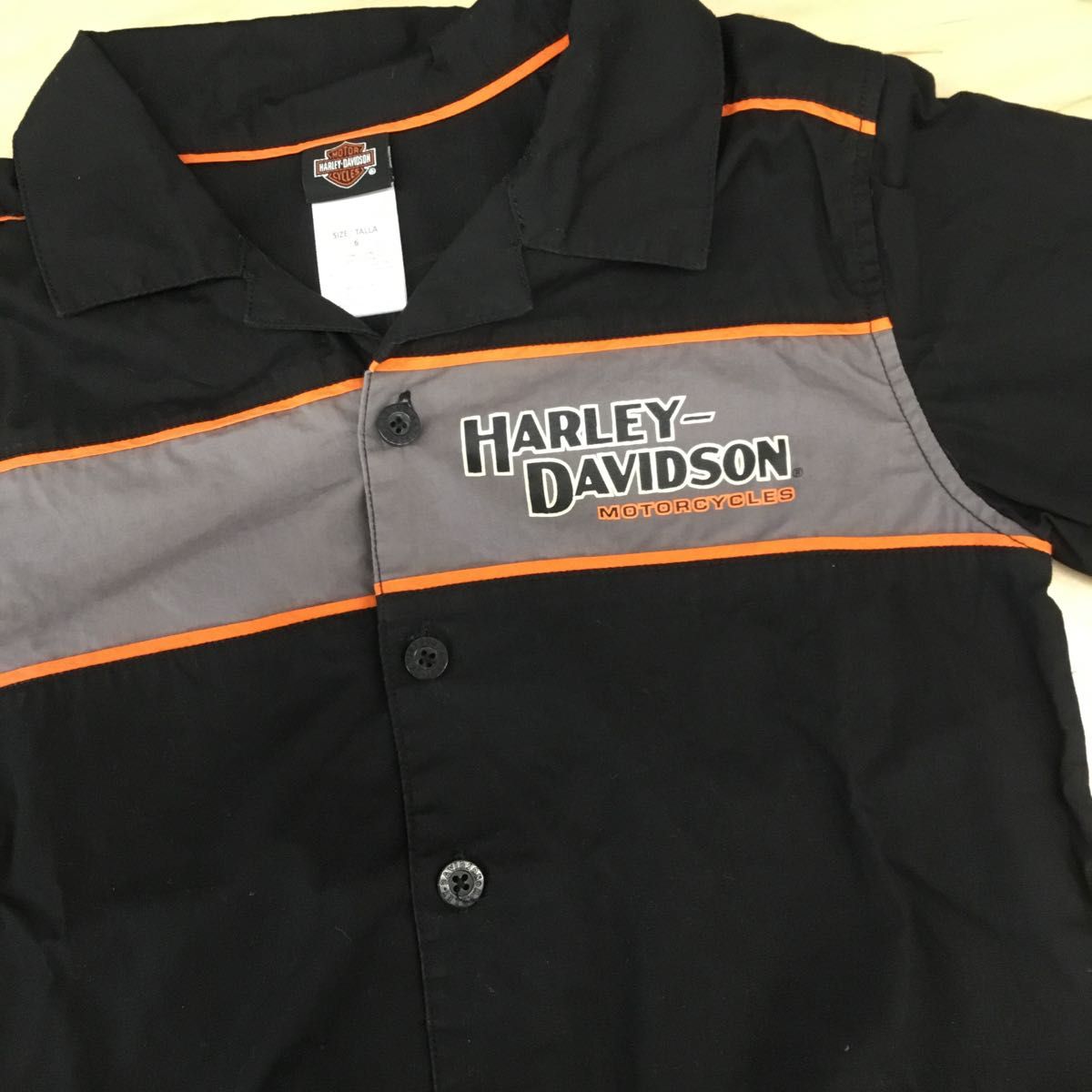 Hariey Davidson ハーレーダビットソン　子供服　半袖シャツ　サイズ6(120cm相当) ブラックオレンジ