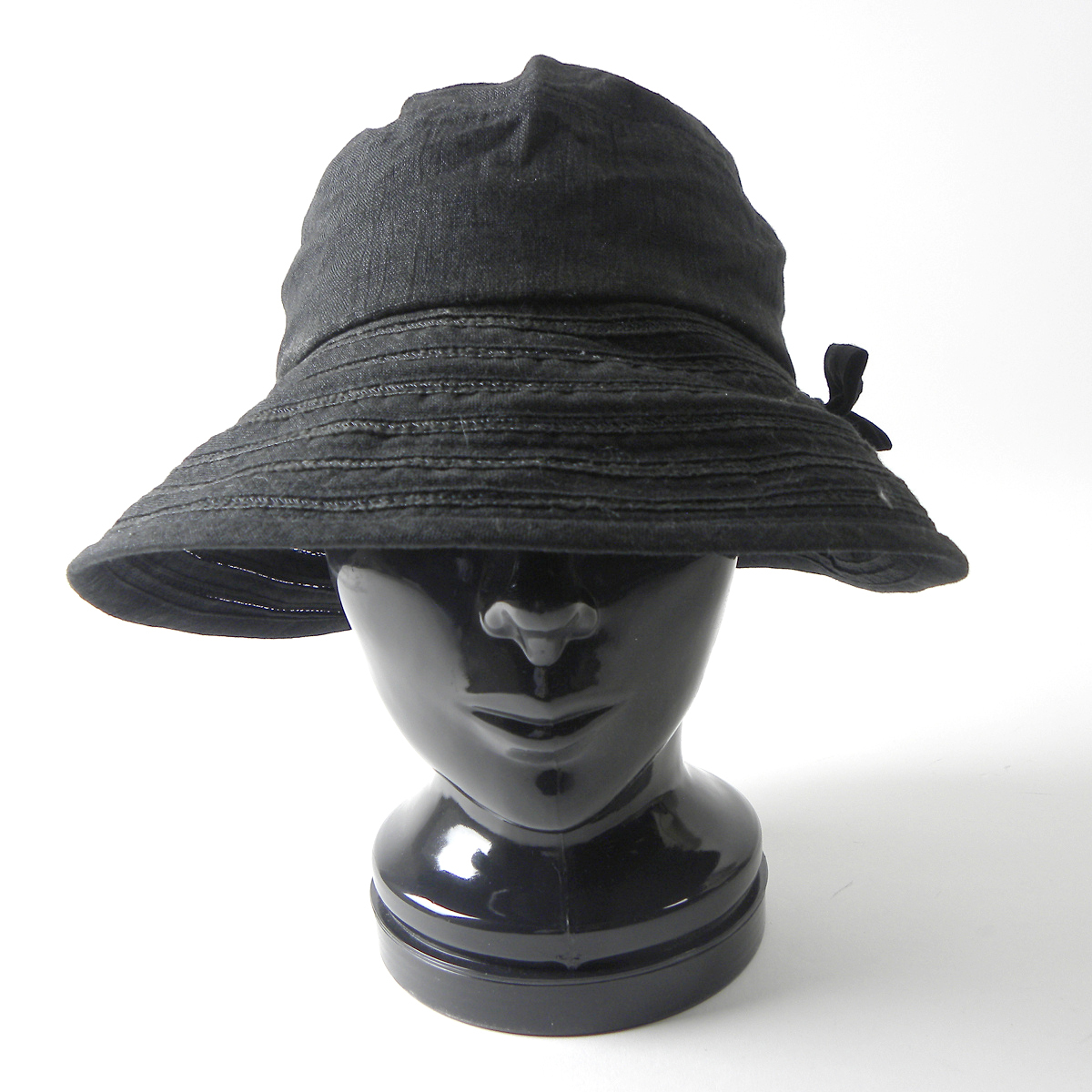 マキシン maxim 涼しい天然素材 リネンクロシェハット 日よけ 紫外線対策 折り畳み可能 帽子 ブラック g0416-1の画像3