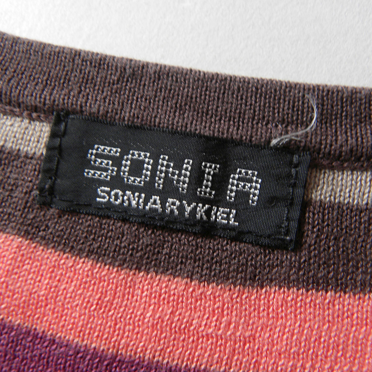 ソニアリキエル SONIA RYKIEL カラフルボーダーが可愛い コットン100％ ヘンリーネックニット 半袖 手洗い可 オンワード樫山 l0426-16_画像5