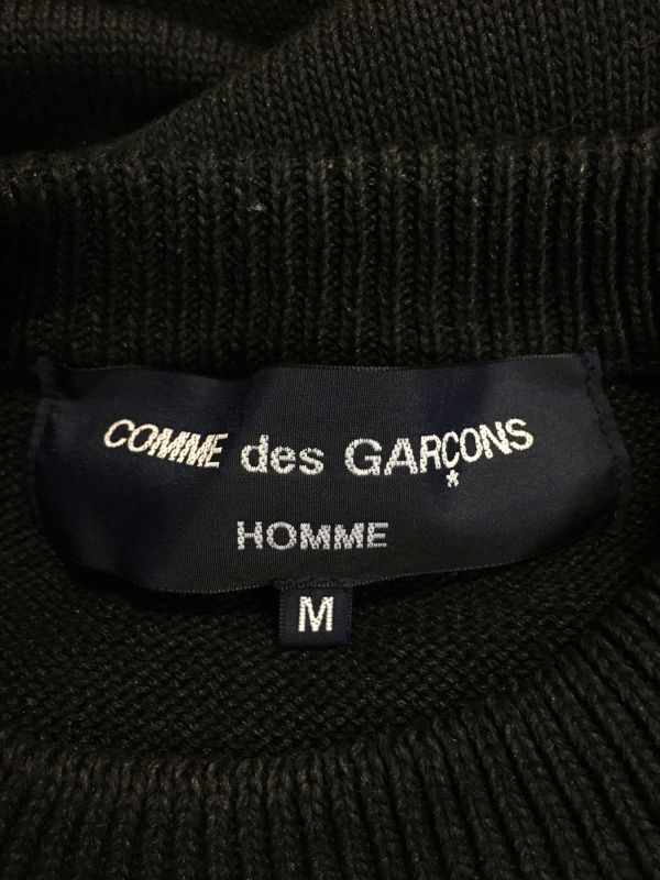 美品 COMME des GARCONS HOMME コム デ ギャルソン オム ロゴデザイン ニット セーター ブラック M_画像3