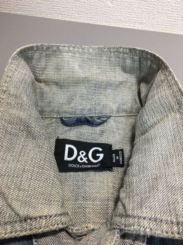 D&G ディーアンドジー プリント柄 刺繍 デニムジャケット Gジャン XS ドルチェアンドガッバーナの画像6