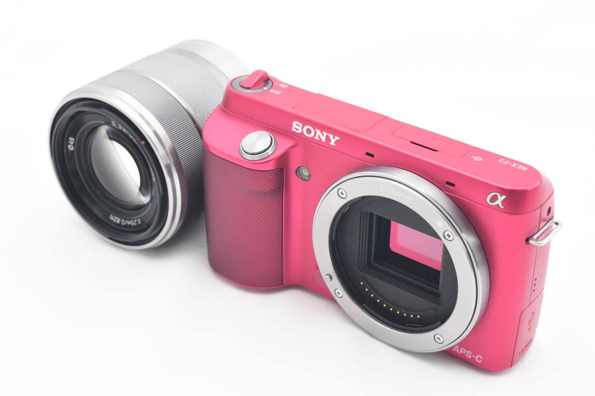 SONY ソニー α NEX-F3 ピンク / E 18-55mm F3.5-5.6 OSS カメラ レンズ (t7762)_画像10